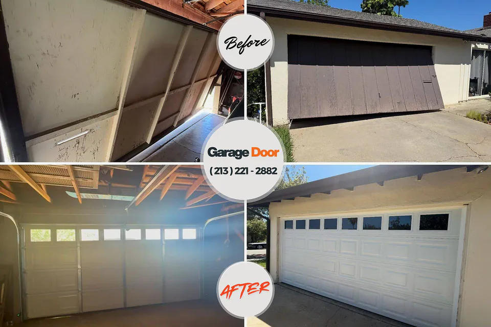 Before and after: garage door repair Royal City, WA
